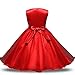 NNJXD Girl Flower Sequin Princess Tutu Tulle Baby Party Dress Size (160) 7-8 Years Red