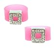 Ring - R61 - Silicone Ring with Square Shape Crystal Charm - Size 7 (18mm) ~ Pink