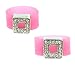Ring - R61 - Silicone Ring with Square Shape Crystal Charm - Size 7 (18mm) ~ Pink