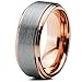 [EnvyJ] 8mm 18K Rose Gold Plated Tungsten Rings Carbide Domed Brushed Men's Women Wedding Band Ring Comfort Fit Finish Fit Size 5-16 w/ velvet ring box FreeShipping Lifetime Guarantee 5-15