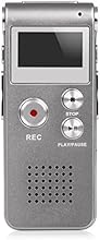 Hayesmall Multifunctional 8GB Digital Audio Voice Recorder Rechargeable Dictaphone Flash Drive LCD Voice Recorder with Stereo Mic MP3 Player for Lectures Meetings Interviews Grey Silver