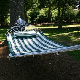 Hammock Pad and Pillow Combination - Green Stripes by Hatteras Hammocks