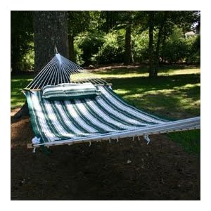 Hammock Pad and Pillow Combination - Green Stripes by Hatteras Hammocks