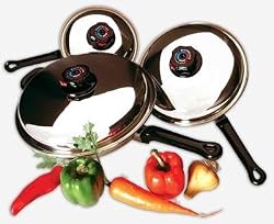 Precise Heat 6pc Stainless Steel Skillet Set with Steam Control Knobs