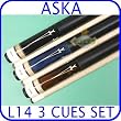 Billiard Pool Cue Stick Set Aska L14 3 pool cue sticks