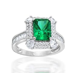 Cheap Christmas Gifts Bling Jewelry Sterling Silver Art Deco Emerald Color CZ Cocktail Ring