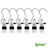 Ipow Set of 6 Portable Laundry Hook Hanging Clothes Pins Stainless steel Travel Home clothing Boot Hanger Hold Clips