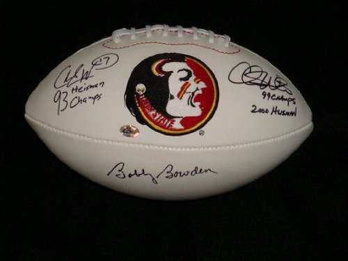 Signed Chris Weinke Football - Bobby Bowden Charlie Ward Florida State Logo Insc. - Autographed Footballs