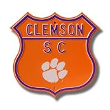 CLEMSON TIGERS CLEMSON SC Paw logo AUTHENTIC METAL ROUTE SIGN (17 X 17)