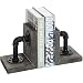MyGift Industrial Pipe & Gray Wood 6-Inch Metal Bookends, 1-Pair