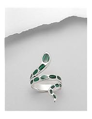 Malachite (Green ) Snake Reconstructed stones Ring In 92.5 Sterling Silver