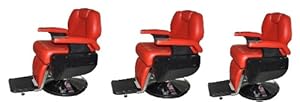 Three All Purpose Hydraulic Recline Barber Chairs Salon Beauty Spa Shampoo Red