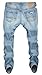 MR. R Men's Ripped Distressed Wash Slim Denim Jeans Light Blue
