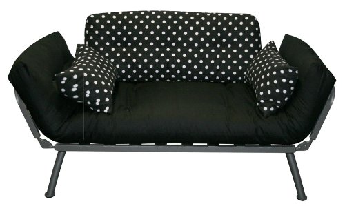 Modern Loft Sleeper Sofa w Black and White Polka 