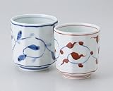 面取唐草湯呑（大・小セット）　　【千茶 有田焼】