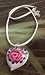 Fashion necklace 724 rose in heart shaped glass pendant on leather strap