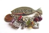 Christian Jesus Fish Dangle Bead Charm Jesus Loves Me Fish Pin