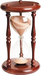 River City Clocks 60 Minute Wood Hourglass Timer with Cherry Finish - 12 Inches Tall - Model # 1260C