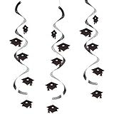 Creative Converting Graduation Caps Dizzy Danglers Party Decor, Black