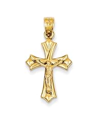 14k Yellow Gold Reversible Crucifix /Cross Charm Pendant 21mmx16mm