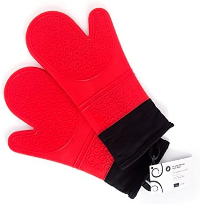 Domestic Corner No-slip Silicone Oven Mitts - 1 Pair - Red