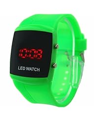 Top Brand Unisex Fashion Quartz Wrist Watch Colorful Plastic Red LED Sport Digital Color Green