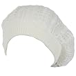 New Light Crochet knit Vented Beret tam slouch beanie hat cap, Ivory White