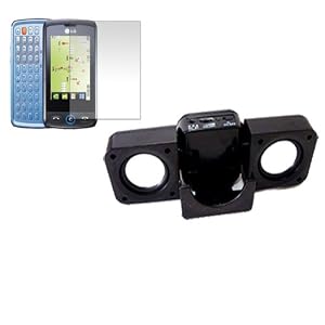 AAJ Trading Black Mini Portable Foldable Speaker Speakers Stand For LG GW520 & FREE Screen Protector Guard Shield