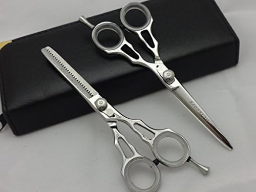 5.5" Professional Barber Razor Edge Titanium Coated Hair Cutting and Texturizing Shears Scissors Set+case Black