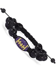 Swarovski Elements Baton Rouge Spirit Football & Onyx Macrame Bracelet