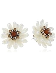 Betsey Johnson "Iconic Summer Metallics" Pearl Flower Stud Earrings