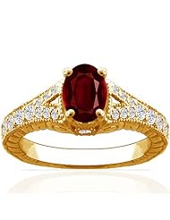 14K Yellow Gold Oval Cut Ruby Fana Designer Ring (GIA Certificate)