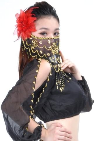 BellyLady Belly Dance Tribal Face Veil With Beads, Valentine's Gift Idea