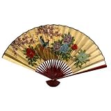 30 x 48 Birds and Peonies Wall Fan in Gold Leaf