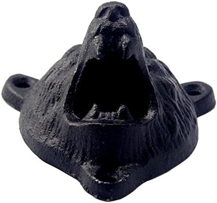 WPSo Cast Iron Grizzly Bear Wall Mounted Rustic Teeth Bite Bottle Opener