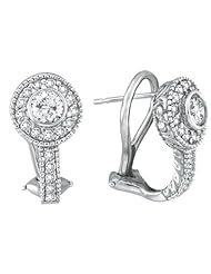 1.13 Carat Round Halo Bezel Diamond Earrings 14K White Gold