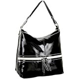 Prezzo Crinkled PVC Hobo,Black/White,one size