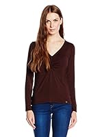 ZERGATIK Camiseta Manga Larga Velvet (Marrón)