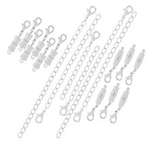 18 PIECE SILVER TONE MAGNETIC CLASP AND CHAIN EXTENDER SET (12 MAGNETIC CLASPS AND 6 CHAIN EXTENSION!)