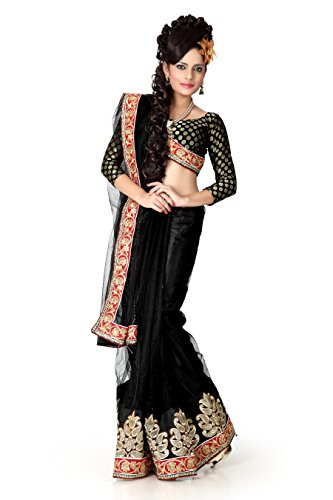 Designersareez women s net embroidered saree free size …