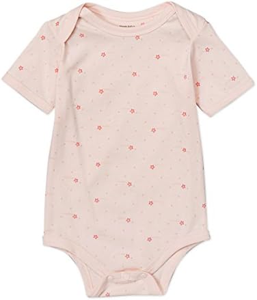 Kiyum Kids Organic Cotton Baby Bodysuit 0-3 Months, Pink Star Print