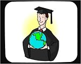 Decorated Mouse Pad with cap, degree, graduation, school, tassel, graduate, diploma, world, gown, earth, globe