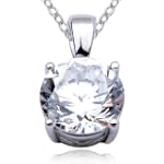SAVE $15 - SS Rhodium Plated CZ Scroll basket setting Pendant on 18" Chain $9.99