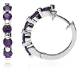 Sterling Silver Amethyst Hoop Earrings