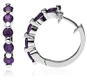 Sterling Silver Amethyst Hoop Earrings