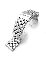 20mm Super Engineer Solid Stainless Steel Deployant Watch Bracelet Push Button Straight Lug P