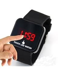 New Fashion 2013!!! Touch Screen Luxury Style Red LED Men Lady Sport Watch (Black)