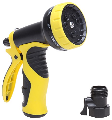 Heavy Duty Garden Hose Nozzle, KMM 9 Adjustable Settings Garden Sprayer Nozzles with Free Detachable Shutoff Valve#030