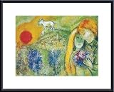 Amoureux de vence by Marc Chagall 19.75X15.75 Framed with Black Metal Frame