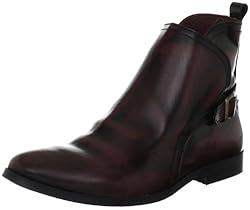 Mimic Copenhagen short leather boot w. buckle M123707, Damen Klassische Stiefel, Rot (bordeaux), EU 37